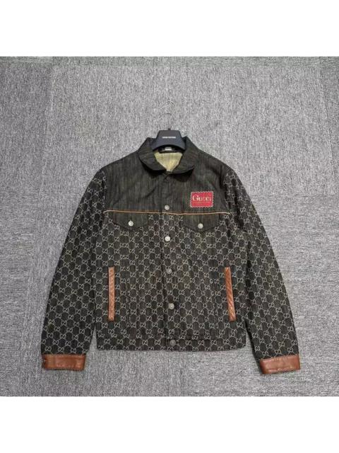 GUCCI Gucci Monogram Leather Patchwork Denim Jacket