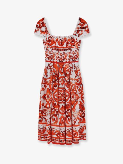 Dolce & Gabbana Dolce & Gabbana Women Cotton Long Dress With Maiolica Print