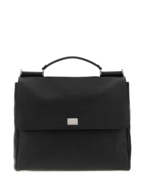 Dolce & Gabbana Dolce & Gabbana Men Black Leather Sicily Briefcase