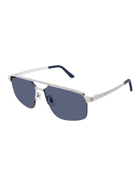 Cartier Cartier Santos de Cartier Blue Navigator Men's Sunglasses CT0385S 004 60