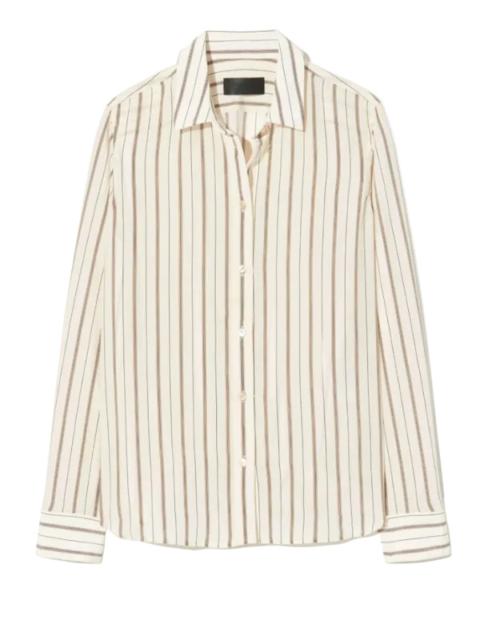 NILI LOTAN Gaia Slim Shirt in Brandy Stripe