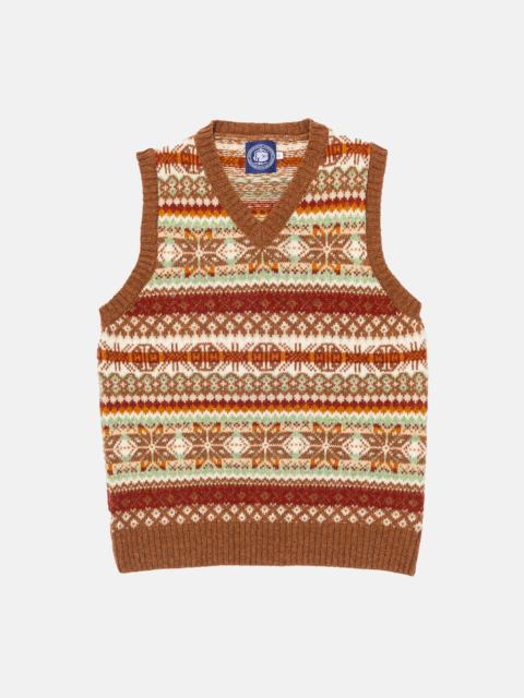J. PRESS MADE-IN-SCOTLAND RUST FAIR ISLE SWEATER VEST