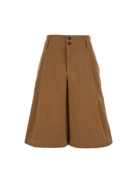 Chloé Brown Bermuda Pants With Belt Loops And Wide Leg In Cotton Woman