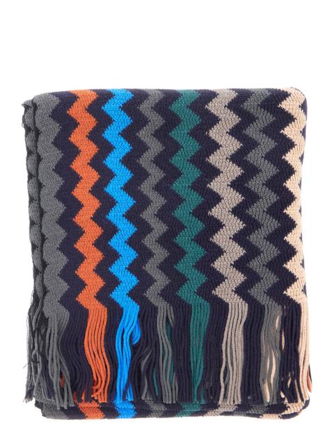 Missoni Missoni Men Black Scarf With Zig Zag Motif. In Blend Wool And Polyester. Woman.