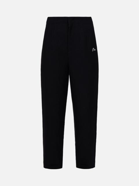 EVISU Seagull Embroidery Wool-mix Taper Pants