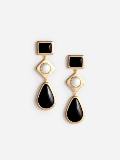 self-portrait Black Enamel Gold Three Tiered Earrings
