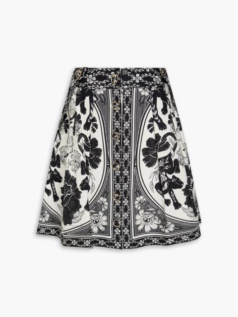 FARM RIO Pleated printed cotton and Lyocell-blend canvas mini skirt
