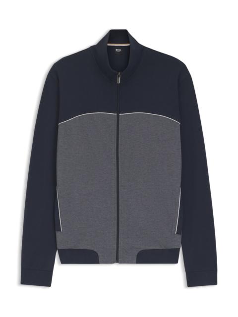 BOSS CONTRAST-PIPING JACKET IN A COTTON BLEND