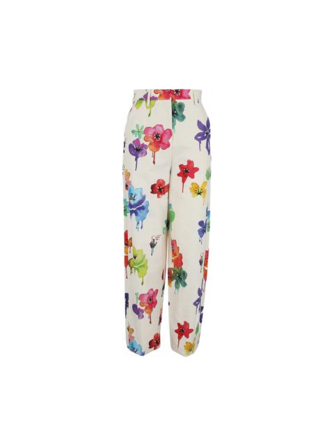 Off-White Floral Print Straight Pants 'White/Multicolor'