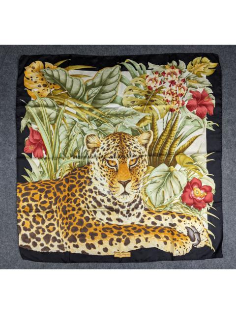 FERRAGAMO Salvatore Ferragamo Leopard Motive Silk Scarf