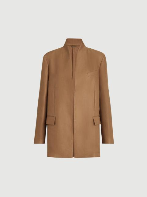 Brunello Cucinelli Linen diagonal blazer with monili