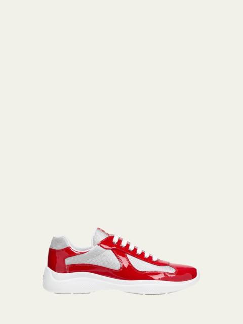 Prada Men's America's Cup Patent Leather Patchwork Sneakers