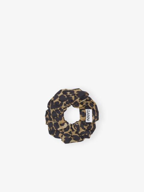 GANNI LEOPARD COTTON SCRUNCHIE