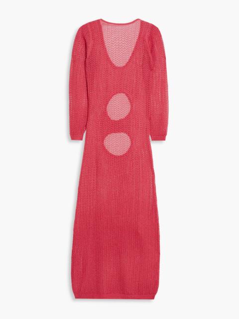 Other Designers Shany cutout metallic crochet-knit midi dress