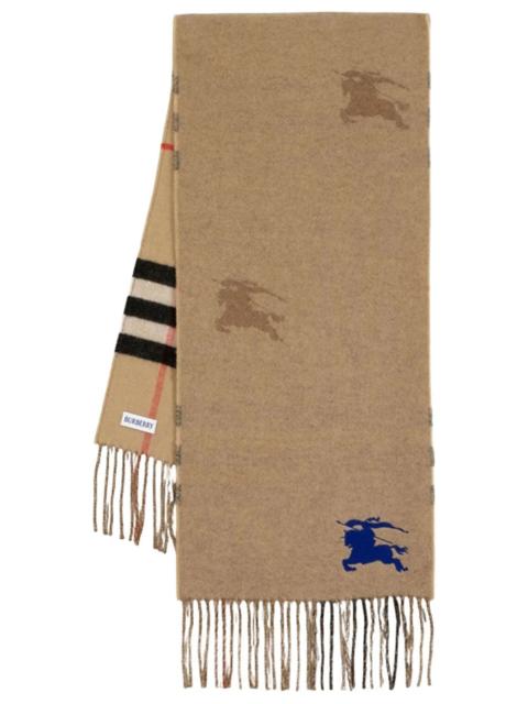 Burberry Burberry Women Sciarpa Reversibile In Cashmere Check Con Cavaliere