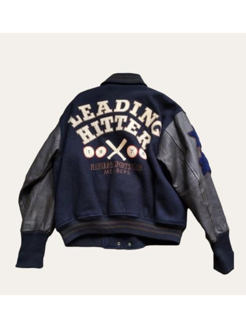 Other Designers Harvard - Vtg harvard university leather sleeves varsity jacket