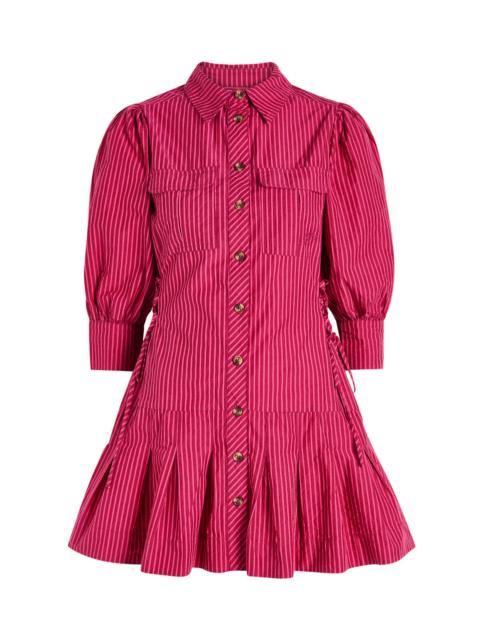 DAMSON MADDER. Damson Madder Maisie Striped Cotton Mini Shirt Dress