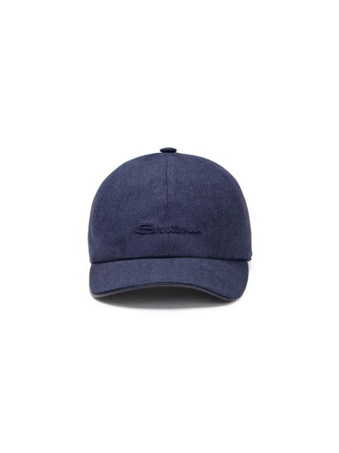Santoni Men's blue fabric baseball cap