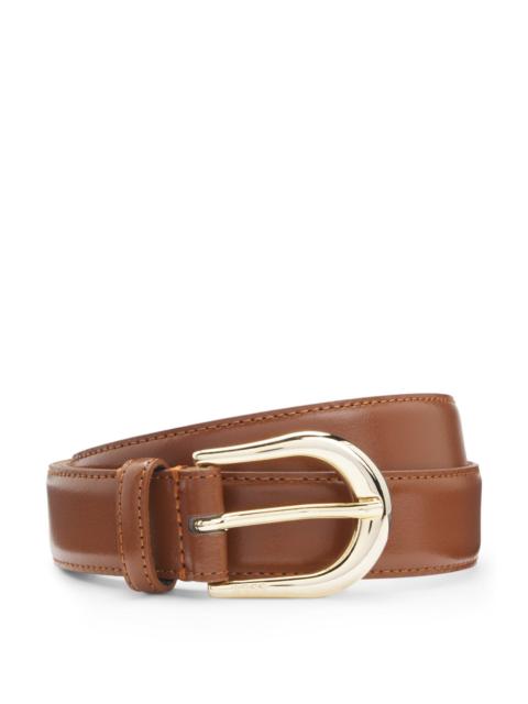 BOSS GOLDEN-BUCKLE BELT IN ITALIAN LEATHER