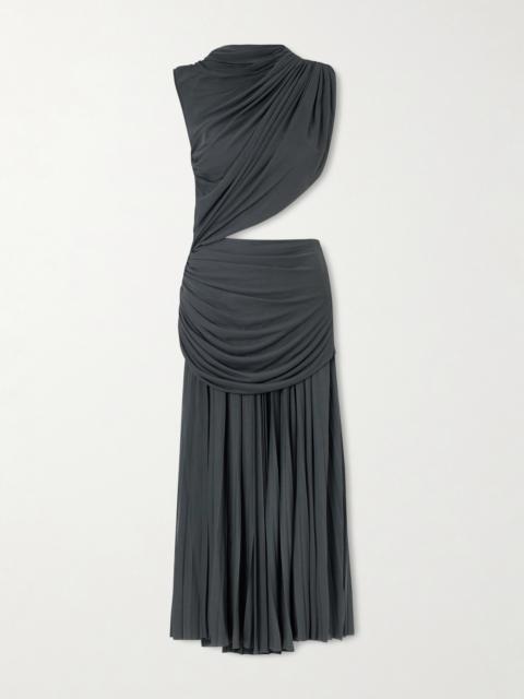 Proenza Schouler Irma Ruched Pleated Jersey Maxi Dress