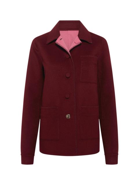 GABRIELA HEARST Ulu Reversible Chore Jacket in Bordeaux & Fuchsia Double-face Recycled Cashmere