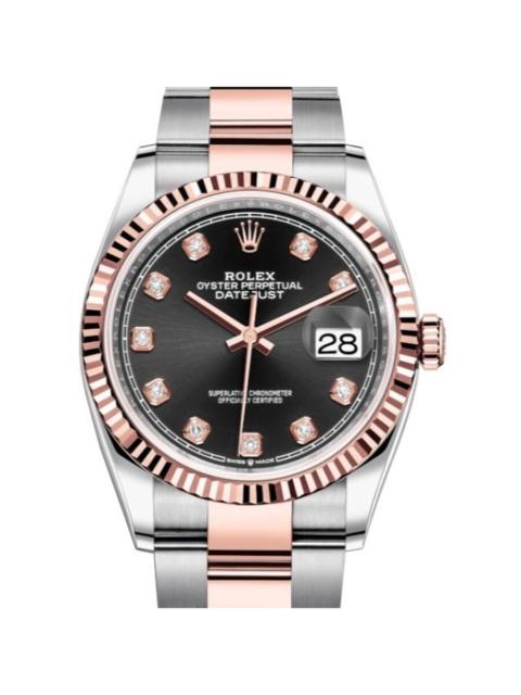 ROLEX Rolex Datejust 36 Black Diamond Dial Ladies Steel and 18kt Everose Gold Oyster Watch 126231BKDO