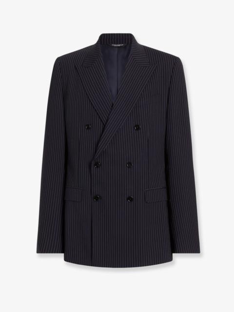 Dolce & Gabbana Dolce & Gabbana Martini Light Double-Breasted Pinstriped Wool Blazer