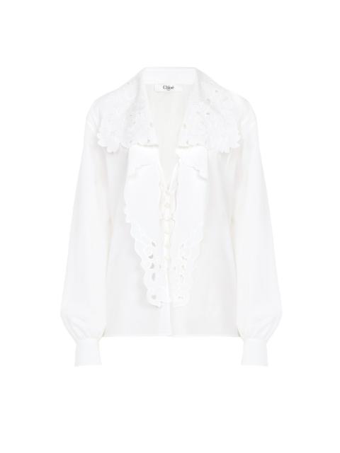 Chloé EMBROIDERED LAVALLIÈRE SHIRT IN COTTON POPLIN