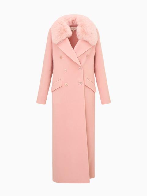 LoveShackFancy Char Faux Fur Collar Wool Coat