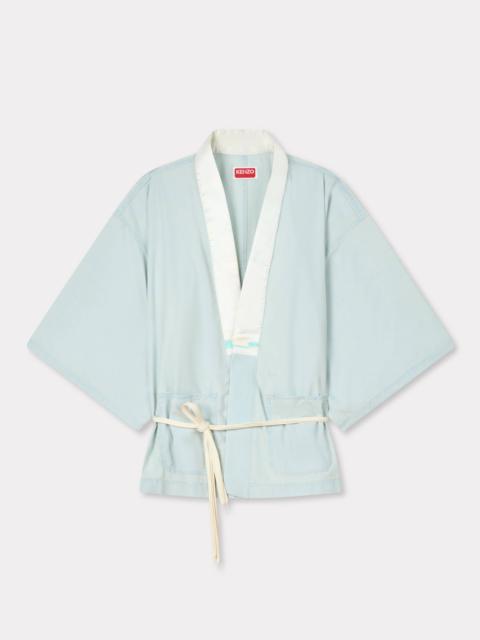 KENZO Oversized kimono shirt in stone bleach chambray
