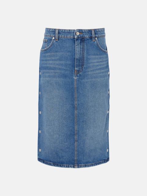 Mid-rise denim pencil skirt