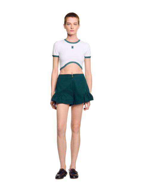 Sandro SANDRO Two-tone cropped T-shirt in White at Nordstrom