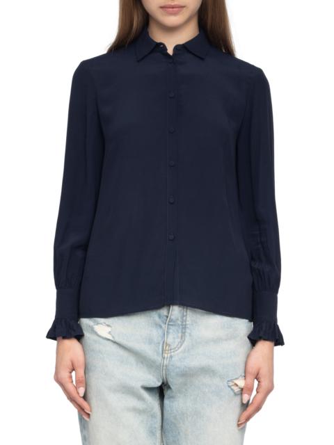 Zadig & Voltaire Zadig & Voltaire Thely Frill Button-Up Shirt Shirt in Encre at Nordstrom