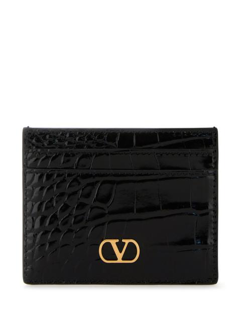 Valentino Black leather VLogo card holder