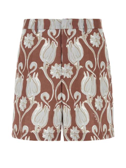 Valentino Valentino Garavani Men Printed Linen Bermuda Shorts