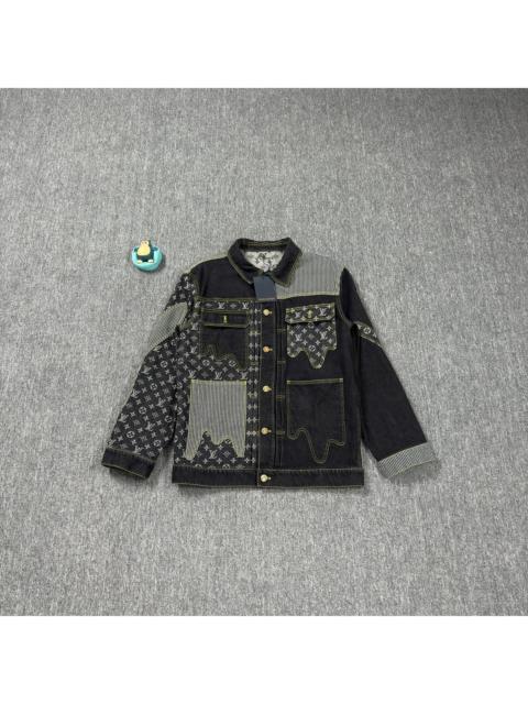 Louis Vuitton Louis Vuitton LV deconstructed patchwork all-over print black denim jacket