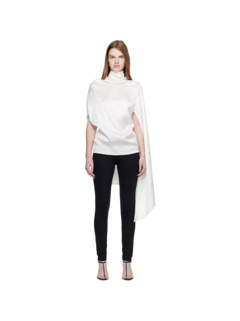 MAGDA BUTRYM White Silk Asymmetric Scarf Blouse