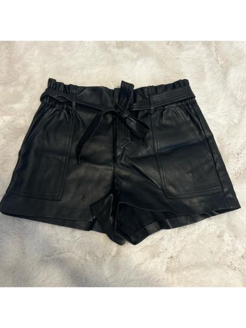 Other Designers Zara Black Belted Faux Leather Shorts