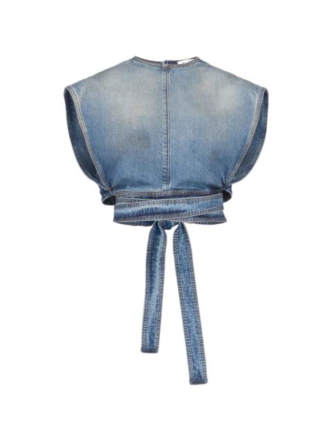 Alaïa Alaïa Belted Denim Crop Top