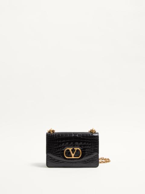 Valentino VALENTINO GARAVANI VAIN SMALL SHOULDER BAG IN CROCODILE LEATHER