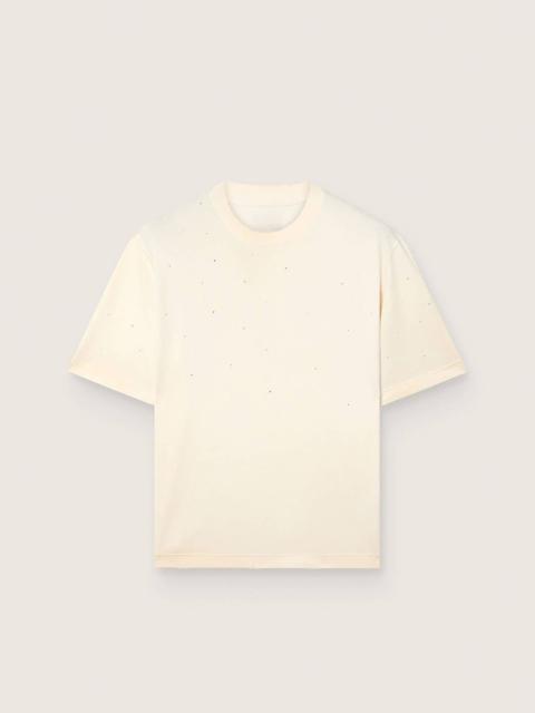 Golden Goose Star unisex T-shirt in white cotton with all-over gradient crystals and print on the back