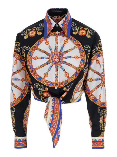 Dolce & Gabbana Dolce & Gabbana Women Multicolor Shirt With Carretto All-Over Print In Cotton Poplin For Women