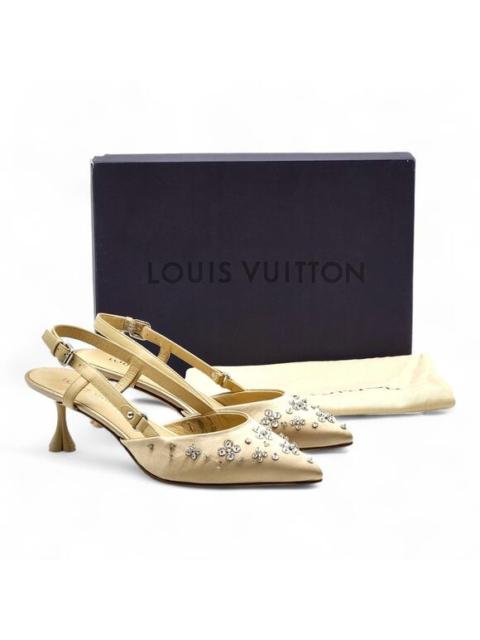 Louis Vuitton Louis Vuitton Mirage Blossom Slingback Heels Satin Crystals Gold EU 36 US 5.5