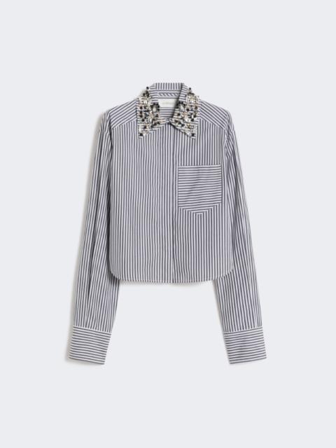 Sportmax Striped poplin cropped shirt - black