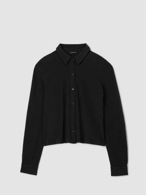 EILEEN FISHER Cross Hatch Stretch Jersey Classic Collar Shirt