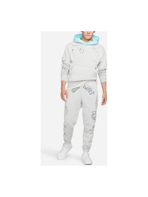 Jordan Men's Air Jordan Printing Logo Fleece Drawstring Lacing Sports Pants/Trousers/Joggers Gray DO2502-09