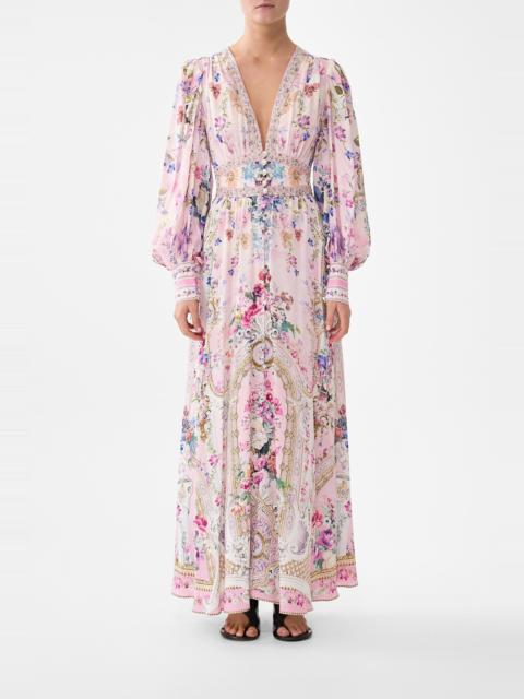 CAMILLA SHAPED WAISTBAND DRESS WITH GATHERED SLEEVES