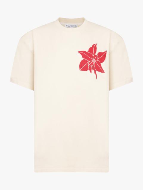 JW Anderson FLORAL MOTIF S/S T-SHIRT | CREAM/RED
