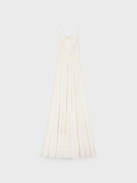 CELINE embroidered long dress in cotton silk crepon
