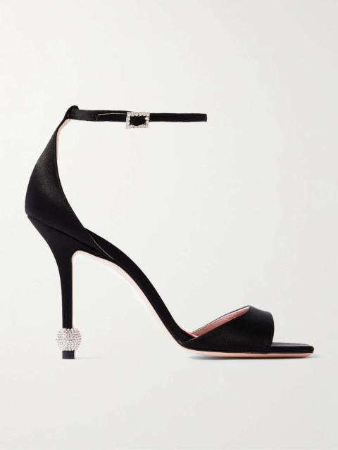 Marlene 100 crystal-embellished satin sandals Black